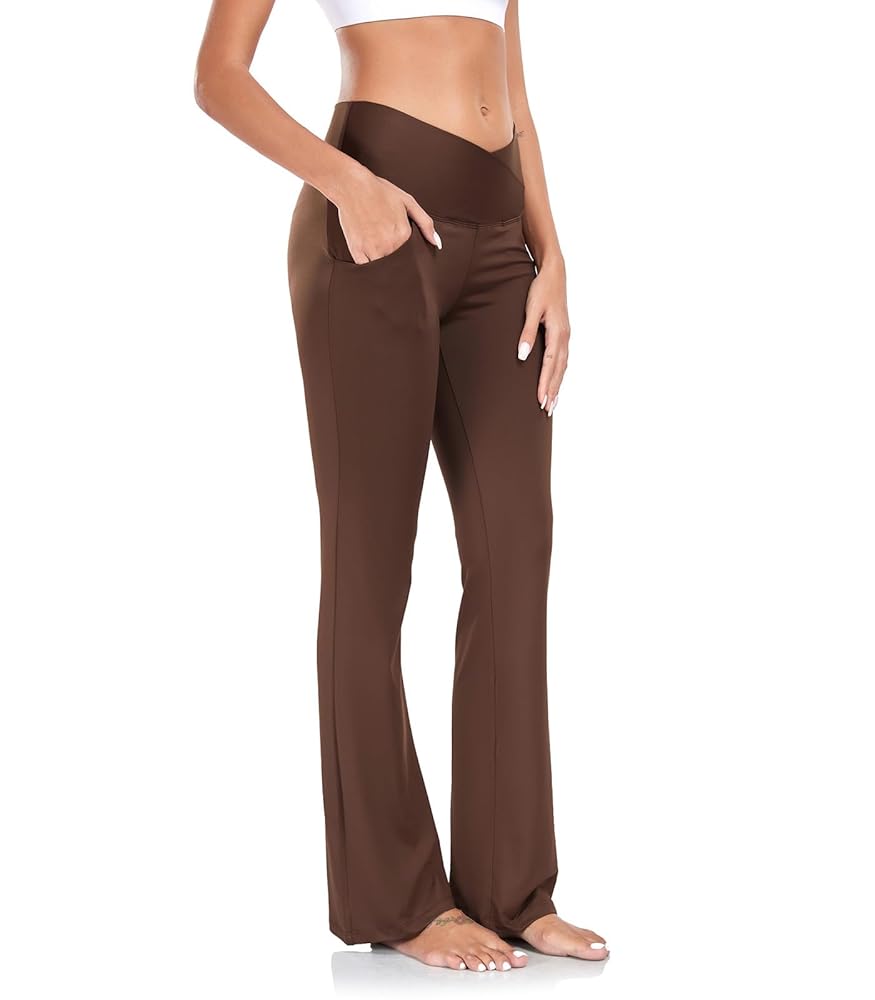 Amazon.com: TownCat Women's Flare Yoga Pants with Pockets, V